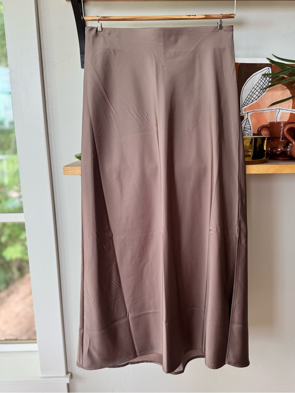 GAP Satin A-Line Maxi Skirt in Taupe Brown NWT Size Small